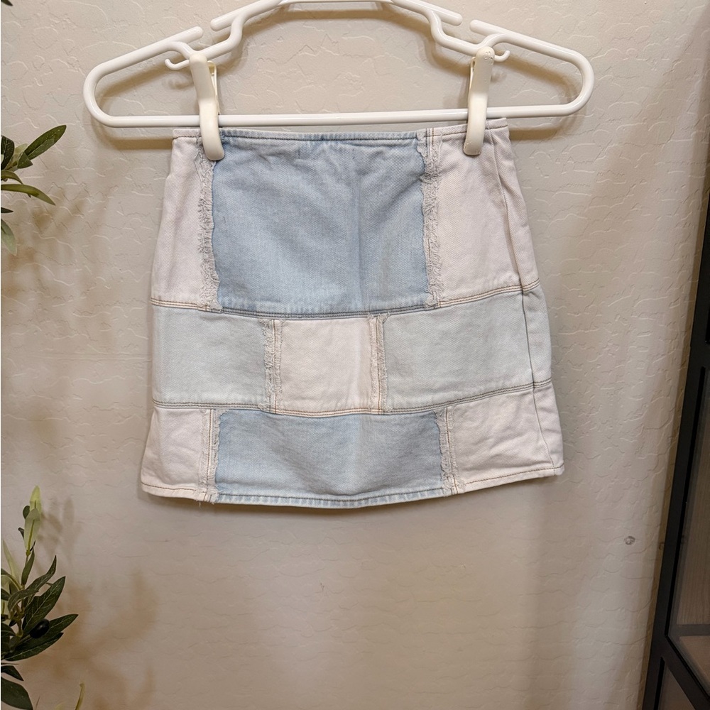 PacSun Patchwork Mini Skirt - Light Blue and White - Picture 3 of 3